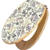 Banjado Design WC Sitz Bambus Toilettendeckel Toilettensitz Bambus Holz Klodeckel WC-Sitz Universal Scharnieren Motiv Florale Tapete