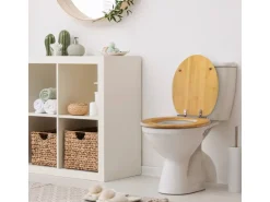 Banjado Design WC Sitz Bambus Holz Toilettendeckel Mit Absenkautomatik Klodeckel WC-Sitz Soft Close Mit Motiv Florale Tapete