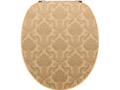 Banjado Design WC Sitz Bambus Toilettendeckel Toilettensitz Bambus Holz Klodeckel WC-Sitz Universal Scharnieren Motiv Tapete Beige