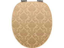 Banjado Design WC Sitz Bambus Holz Toilettendeckel Mit Absenkautomatik Klodeckel WC-Sitz Soft Close Mit Motiv Tapete Beige
