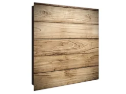 Banjado Großer Schlüsselkasten Glas 30x30cm Schwarz Scharnier Links 50 Haken Beschreibbar Magnetisch Motiv Holzplanken