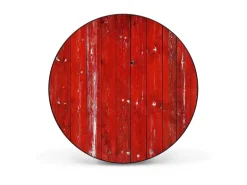 Banjado Magnettafel Rund Größe 47cm Magnetwand Schwarz Aus Metall Magnetpinnwand Pinnwand Motiv Rote Holzlatten