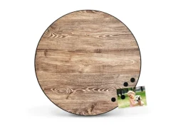 Banjado Magnettafel Rund Größe 47cm Magnetwand Schwarz Aus Metall Magnetpinnwand Pinnwand Motiv Maserung