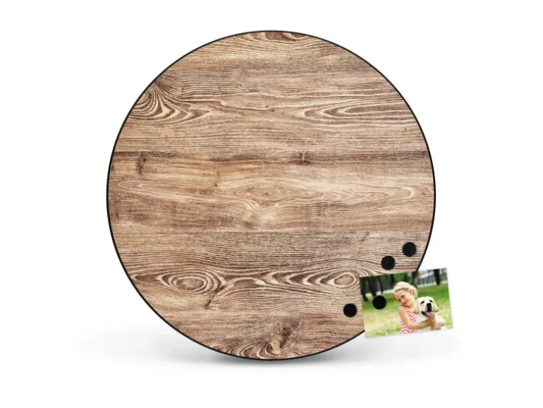 Banjado Magnettafel Rund Größe 47cm Magnetwand Schwarz Aus Metall Magnetpinnwand Pinnwand Motiv Maserung