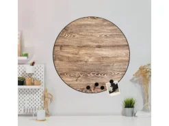 Banjado Magnettafel Rund Größe 47cm Magnetwand Schwarz Aus Metall Magnetpinnwand Pinnwand Motiv Maserung