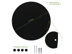 Banjado Magnettafel Rund Größe 47cm Magnetwand Schwarz Aus Metall Magnetpinnwand Pinnwand Motiv Maserung