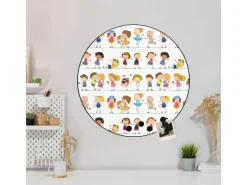 Banjado Magnettafel Rund Größe 47cm Magnetwand Schwarz Aus Metall Magnetpinnwand Pinnwand Motiv Kinder