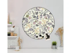 Banjado Magnettafel Rund Größe 47cm Magnetwand Schwarz Aus Metall Magnetpinnwand Pinnwand Motiv Florale Tapete