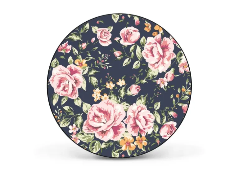 Banjado Magnettafel Rund Größe 47cm Magnetwand Schwarz Aus Metall Magnetpinnwand Pinnwand Motiv Rosen Auf Anthrazit