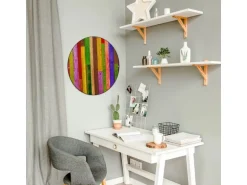 Banjado Magnettafel Rund Größe 47cm Magnetwand Schwarz Aus Metall Magnetpinnwand Pinnwand Motiv Holz Collage Bunt