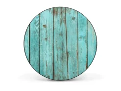 Banjado Magnettafel Rund Größe 47cm Magnetwand Schwarz Aus Metall Magnetpinnwand Pinnwand Motiv Blaues Holz