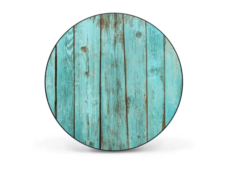 Banjado Magnettafel Rund Größe 47cm Magnetwand Schwarz Aus Metall Magnetpinnwand Pinnwand Motiv Blaues Holz