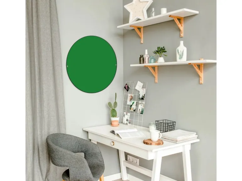 Banjado Magnettafel Rund Größe 47cm Magnetwand Schwarz Aus Metall Magnetpinnwand Pinnwand Motiv Grün