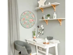 Banjado Magnettafel Rund Größe 47cm Magnetwand Schwarz Aus Metall Magnetpinnwand Pinnwand Motiv Altrosa Blume