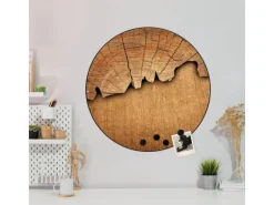 Banjado Magnettafel Rund Größe 47cm Magnetwand Schwarz Aus Metall Magnetpinnwand Pinnwand Motiv Holz
