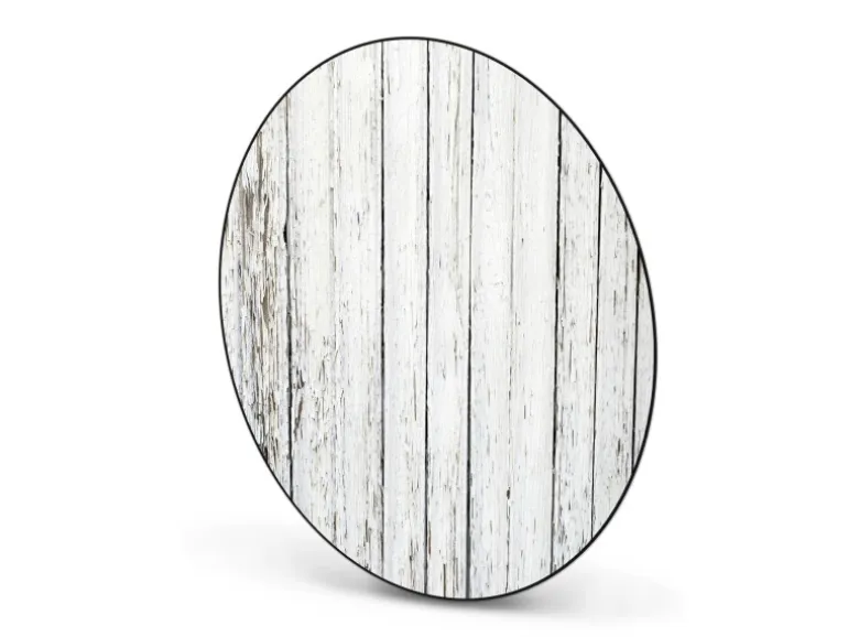 Banjado Magnettafel Rund Größe 47cm Magnetwand Schwarz Aus Metall Magnetpinnwand Pinnwand Motiv Weißer Bretterzaun