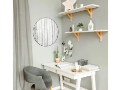 Banjado Magnettafel Rund Größe 47cm Magnetwand Schwarz Aus Metall Magnetpinnwand Pinnwand Motiv Weißer Bretterzaun