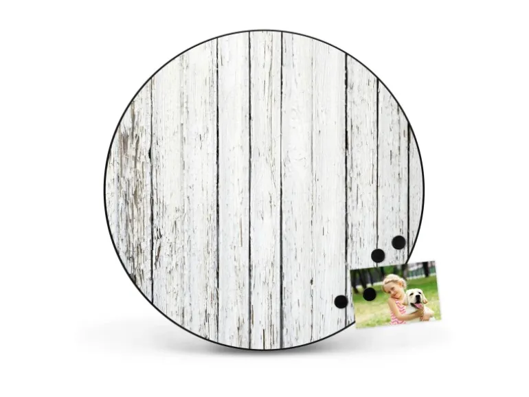 Banjado Magnettafel Rund Größe 47cm Magnetwand Schwarz Aus Metall Magnetpinnwand Pinnwand Motiv Weißer Bretterzaun