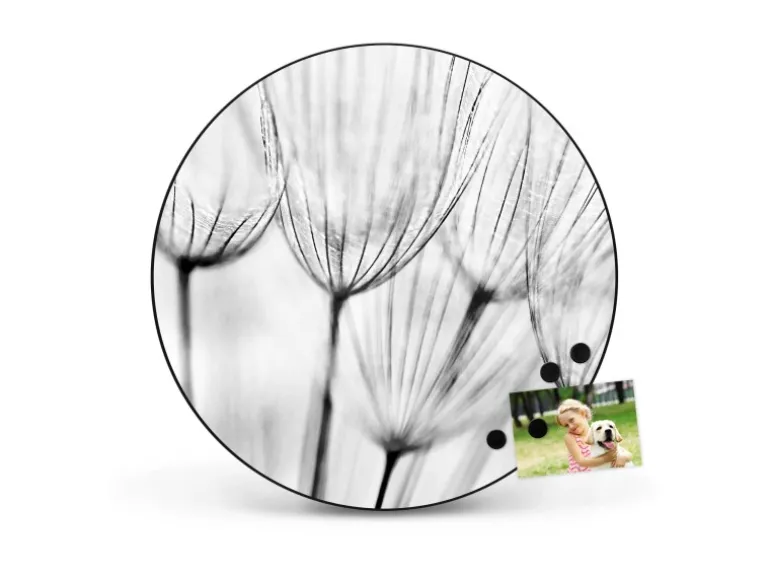 Banjado Magnettafel Rund Größe 47cm Magnetwand Schwarz Aus Metall Magnetpinnwand Pinnwand Motiv Pusteblumen Sw