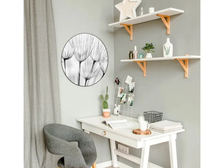 Banjado Magnettafel Rund Größe 47cm Magnetwand Schwarz Aus Metall Magnetpinnwand Pinnwand Motiv Pusteblumen Sw