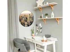 Banjado Magnettafel Rund Größe 47cm Magnetwand Schwarz Aus Metall Magnetpinnwand Pinnwand Motiv New York City