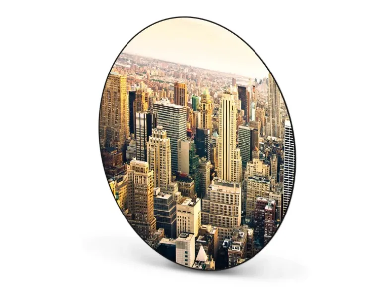 Banjado Magnettafel Rund Größe 47cm Magnetwand Schwarz Aus Metall Magnetpinnwand Pinnwand Motiv New York City
