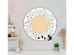 Banjado Magnettafel Rund Größe 47cm Magnetwand Schwarz Aus Metall Magnetpinnwand Pinnwand Motiv Hibiskus Kreis