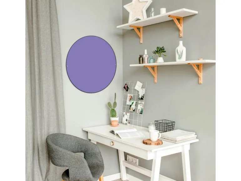 Banjado Magnettafel Rund Größe 47cm Magnetwand Schwarz Aus Metall Magnetpinnwand Pinnwand Motiv Lavendel