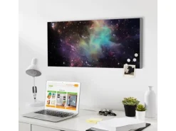 Banjado Magnettafel 78x37cm Magnetwand Silber Aus Metall Magnetpinnwand Pinnwand Inkl. 4 Magnete Motiv Im Weltall 2