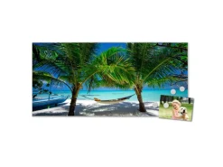 Banjado Magnettafel 78x37cm Magnetwand Silber Aus Metall Magnetpinnwand Pinnwand Inkl. 4 Magnete Motiv Strand