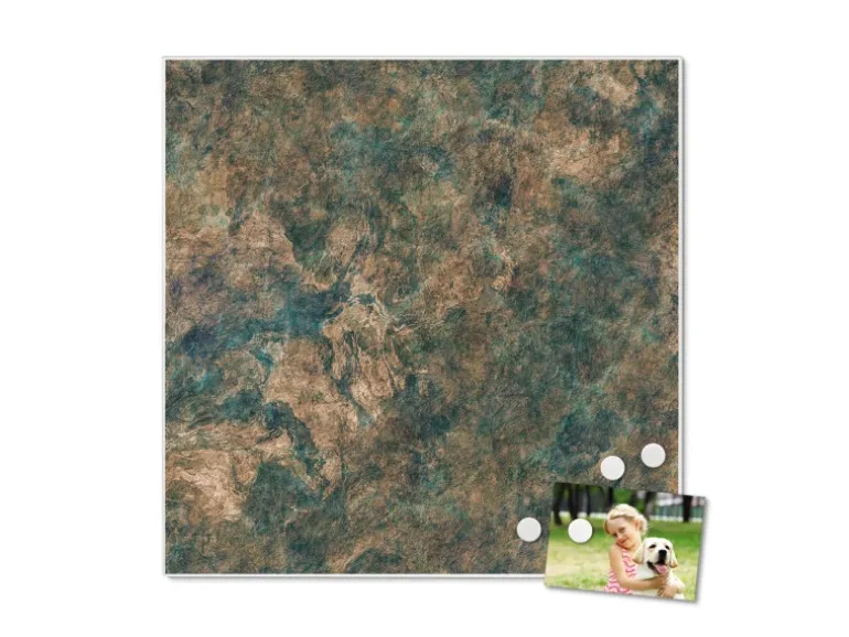 Banjado Magnettafel 50x50cm Magnetwand Weiß Aus Metall Magnetpinnwand Pinnwand Inkl. 4 Magnete Motiv Kupfer Patina