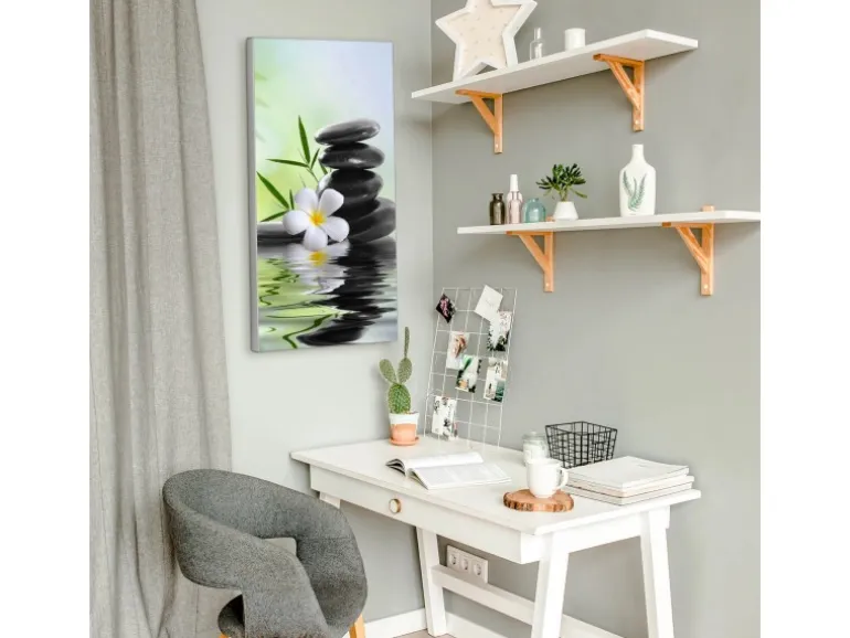 Banjado Magnettafel 37x78cm Magnetwand Silber Aus Metall Magnetpinnwand Pinnwand Inkl. 4 Magnete Motiv Steine & Relax 6