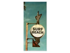 Banjado Magnettafel 37x78cm Magnetwand Weiß Aus Metall Magnetpinnwand Pinnwand Inkl. 4 Magnete Motiv Surf Beach