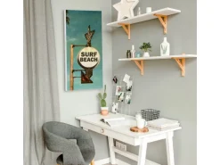 Banjado Magnettafel 37x78cm Magnetwand Weiß Aus Metall Magnetpinnwand Pinnwand Inkl. 4 Magnete Motiv Surf Beach