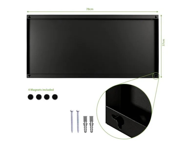 Banjado Magnettafel 78x37cm Magnetwand Schwarz Aus Metall Magnetpinnwand Pinnwand Inkl. 4 Magnete Motiv Bunte Bretterwand