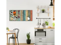 Banjado Magnettafel 78x37cm Magnetwand Schwarz Aus Metall Magnetpinnwand Pinnwand Inkl. 4 Magnete Motiv Bunte Bretterwand