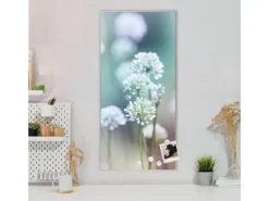 Banjado Magnettafel 37x78cm Magnetwand Silber Aus Metall Magnetpinnwand Pinnwand Inkl. 4 Magnete Motiv Lauchblüte