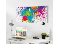Banjado Magnettafel 78x37cm Magnetwand Weiß Aus Metall Magnetpinnwand Pinnwand Inkl. 4 Magnete Motiv Farbspritzer