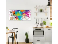 Banjado Magnettafel 78x37cm Magnetwand Weiß Aus Metall Magnetpinnwand Pinnwand Inkl. 4 Magnete Motiv Farbspritzer