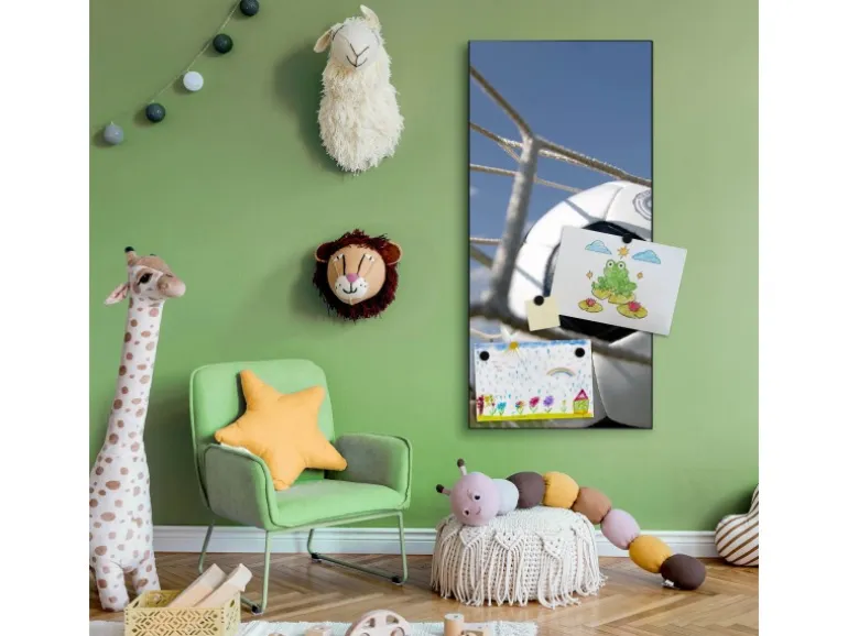 Banjado Magnettafel 37x78cm Magnetwand Schwarz Aus Metall Magnetpinnwand Pinnwand Inkl. 4 Magnete Motiv Fußball