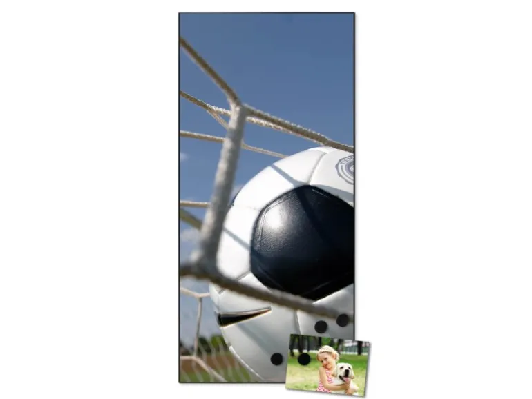 Banjado Magnettafel 37x78cm Magnetwand Schwarz Aus Metall Magnetpinnwand Pinnwand Inkl. 4 Magnete Motiv Fußball