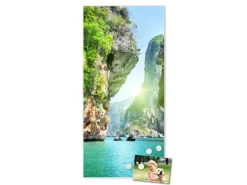 Banjado Magnettafel 37x78cm Magnetwand Weiß Aus Metall Magnetpinnwand Pinnwand Inkl. 4 Magnete Motiv Versteckte Bucht