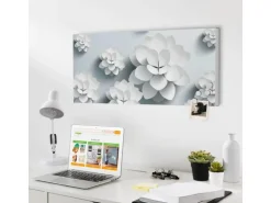 Banjado Magnettafel 78x37cm Magnetwand Weiß Aus Metall Magnetpinnwand Pinnwand Inkl. 4 Magnete Motiv Papier Lotus