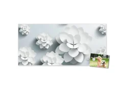 Banjado Magnettafel 78x37cm Magnetwand Weiß Aus Metall Magnetpinnwand Pinnwand Inkl. 4 Magnete Motiv Papier Lotus