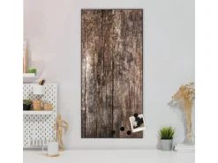 Banjado Magnettafel 37x78cm Magnetwand Schwarz Aus Metall Magnetpinnwand Pinnwand Inkl. 4 Magnete Motiv Altes Holz