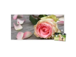 Banjado Magnettafel 78x37cm Magnetwand Weiß Aus Metall Magnetpinnwand Pinnwand Inkl. 4 Magnete Motiv Rosa Rose