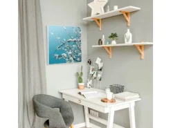 Banjado Magnettafel 50x50cm Magnetwand Weiß Aus Metall Magnetpinnwand Pinnwand Inkl. 4 Magnete Motiv Weiße Kirschblüten