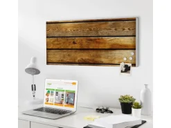Banjado Magnettafel 78x37cm Magnetwand Weiß Aus Metall Magnetpinnwand Pinnwand Inkl. 4 Magnete Motiv Holzbretter