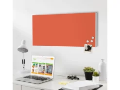 Banjado Magnettafel 78x37cm Magnetwand Weiß Aus Metall Magnetpinnwand Pinnwand Inkl. 4 Magnete Motiv Orange