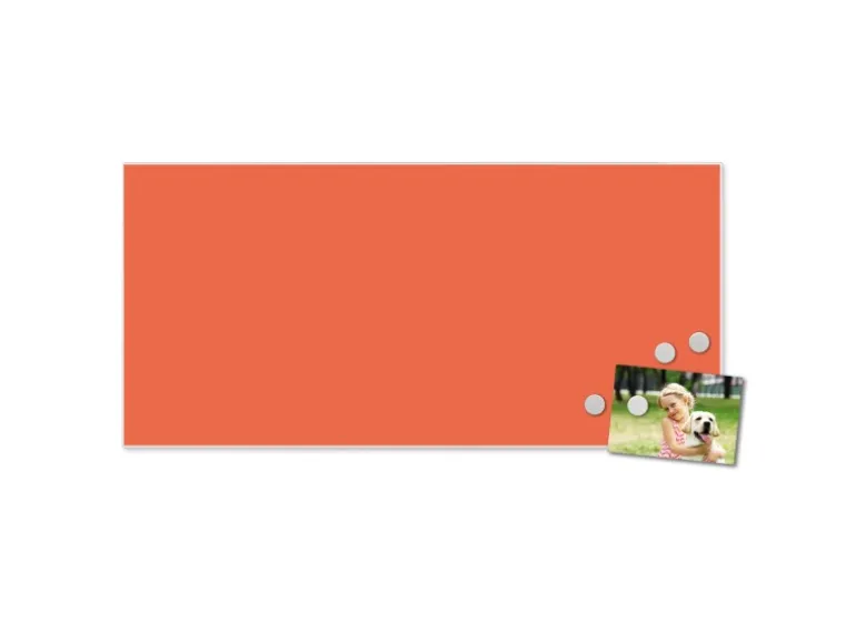 Banjado Magnettafel 78x37cm Magnetwand Weiß Aus Metall Magnetpinnwand Pinnwand Inkl. 4 Magnete Motiv Orange